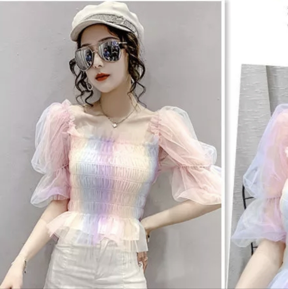 NWT WINTER RAINBOW STREET FASHION ROMANTIC DATE NIGHT MESH TOP SIZE: SMALL-LARGE - Picture 4 of 11